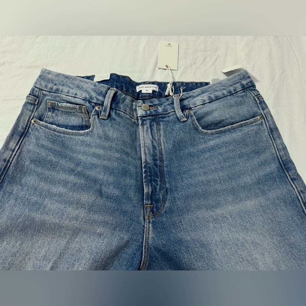 Good American Womens Good Boy Denim Jeans Distressed Zip Fly Indigo085 Size 15 - Picture 6 of 12